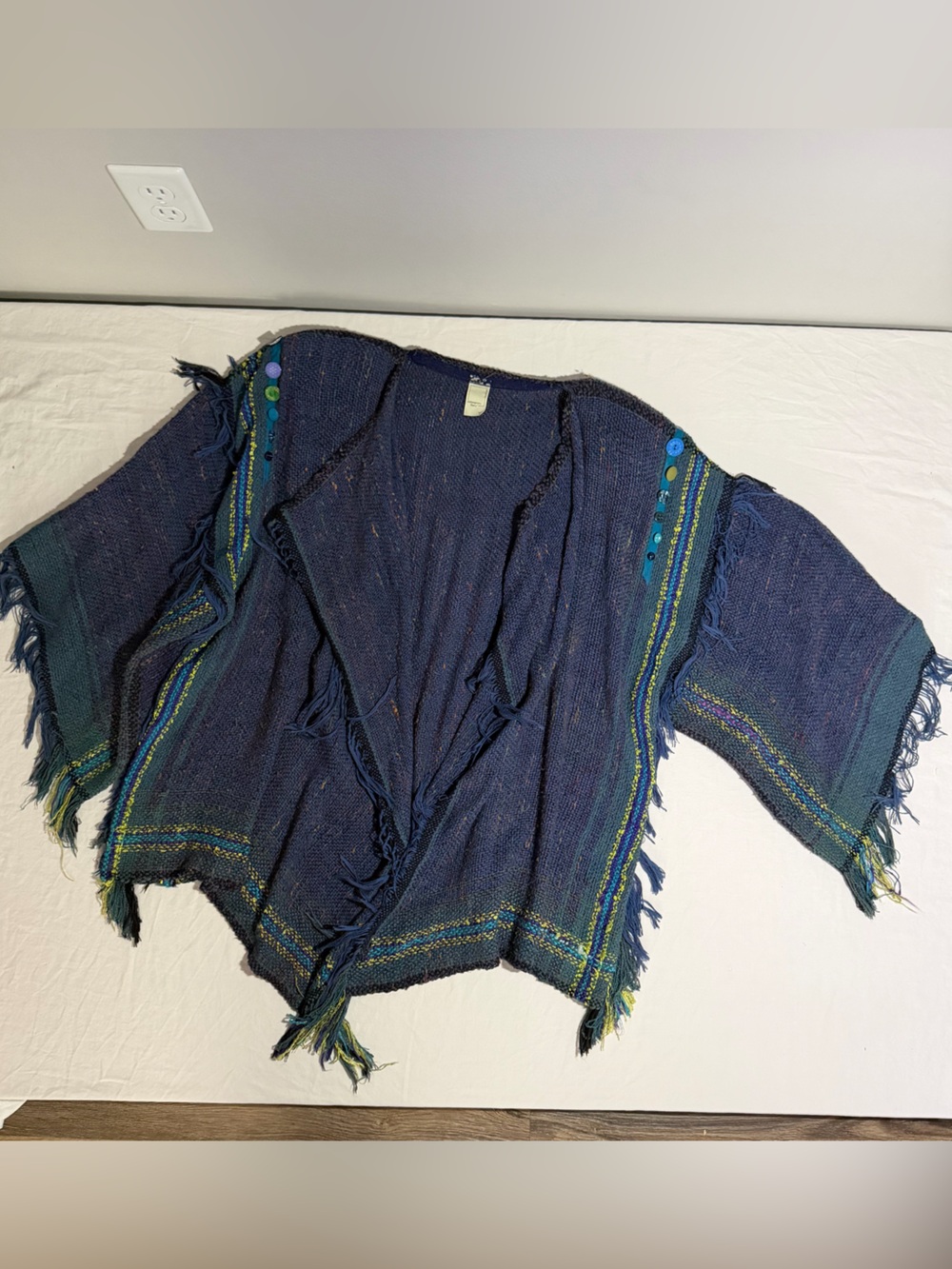 One of a kind Judi Gaston Art to Wear fringe draping cardigan